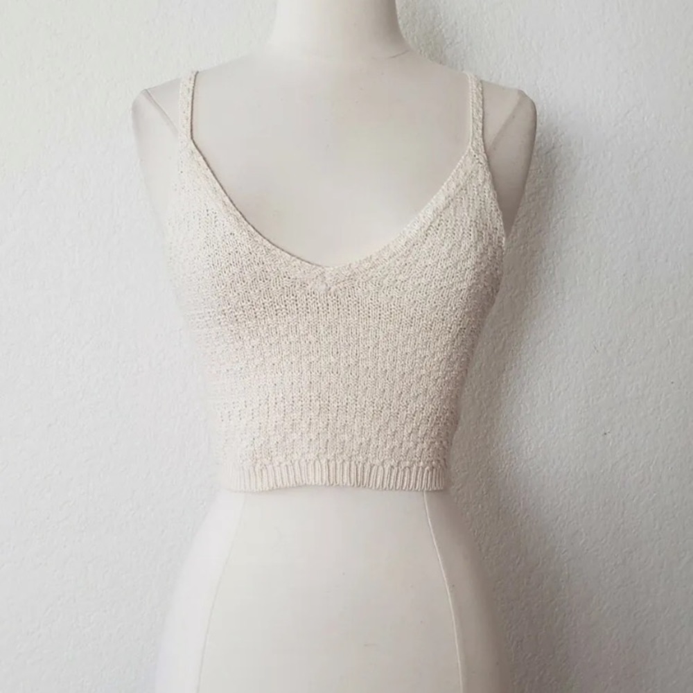 ‼️ Anthropologie Crochet Cropped Beige Boho Spring Summer Festival